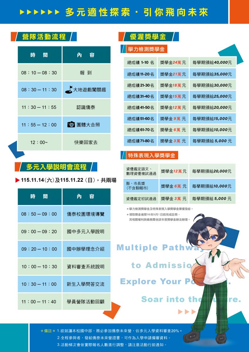 僑泰國中部多元入學申請-僑泰國中部116學年國中部多元入學說明表